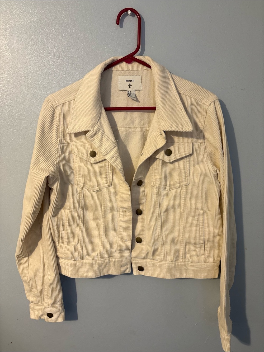 Forever 21 Cream Corduroy Jean Jacket